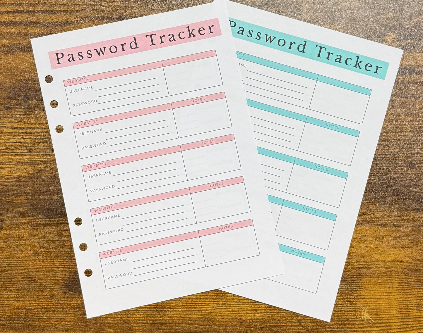 Password Tracker Inserts