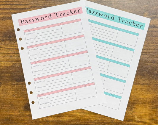Password Tracker Inserts