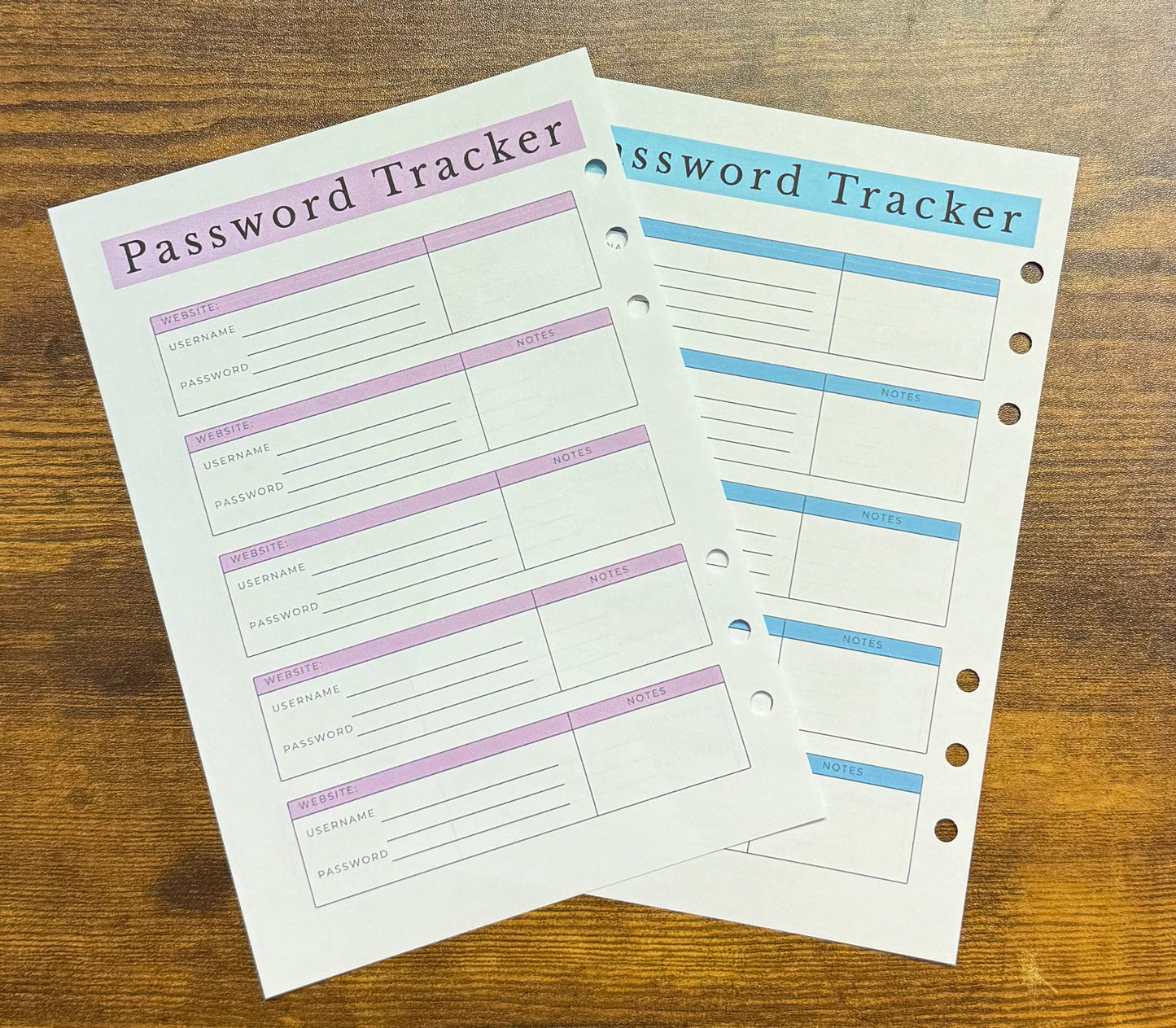 Password Tracker Inserts